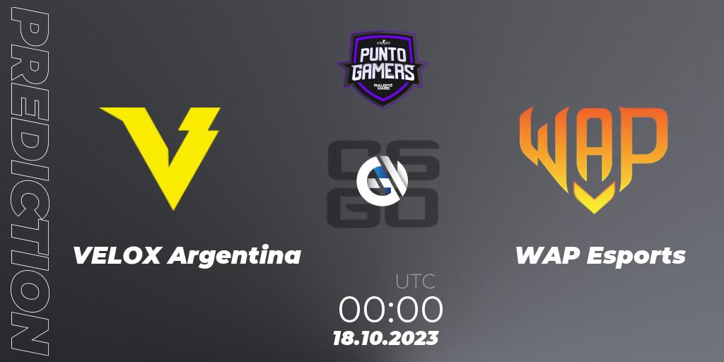 Prognose für das Spiel VELOX Argentina VS WAP Esports. 18.10.23. CS2 (CS:GO) - Punto Gamers Cup 2023
