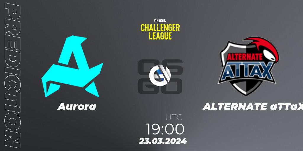 Prognose für das Spiel Aurora VS ALTERNATE aTTaX. 23.03.24. CS2 (CS:GO) - ESL Challenger League Season 47: Europe
