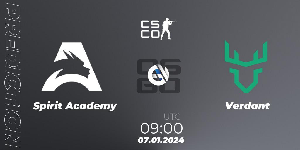 Prognose für das Spiel Spirit Academy VS Verdant. 07.01.24. CS2 (CS:GO) - European Pro League Season 14: Division 2