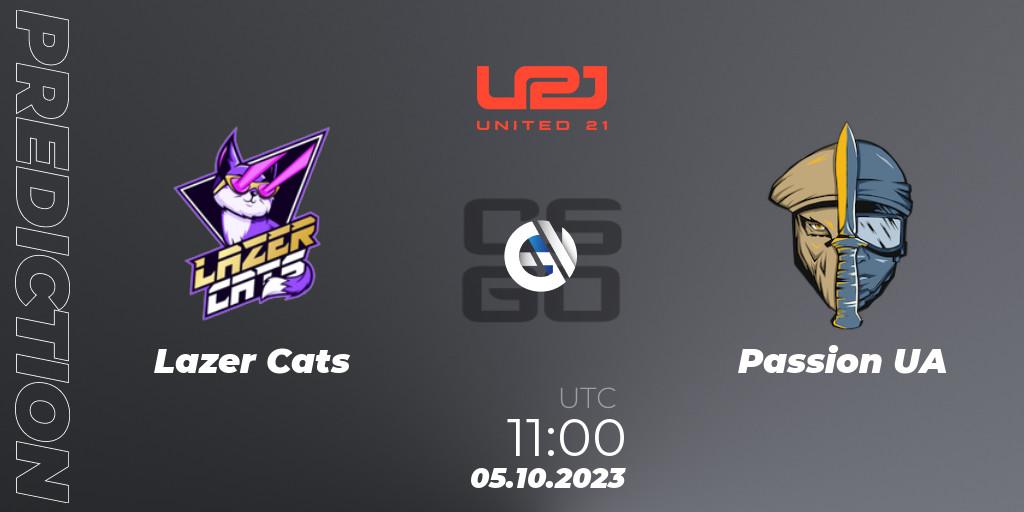 Prognose für das Spiel Lazer Cats VS Passion UA. 05.10.2023 at 11:00. Counter-Strike (CS2) - United21 Season 6