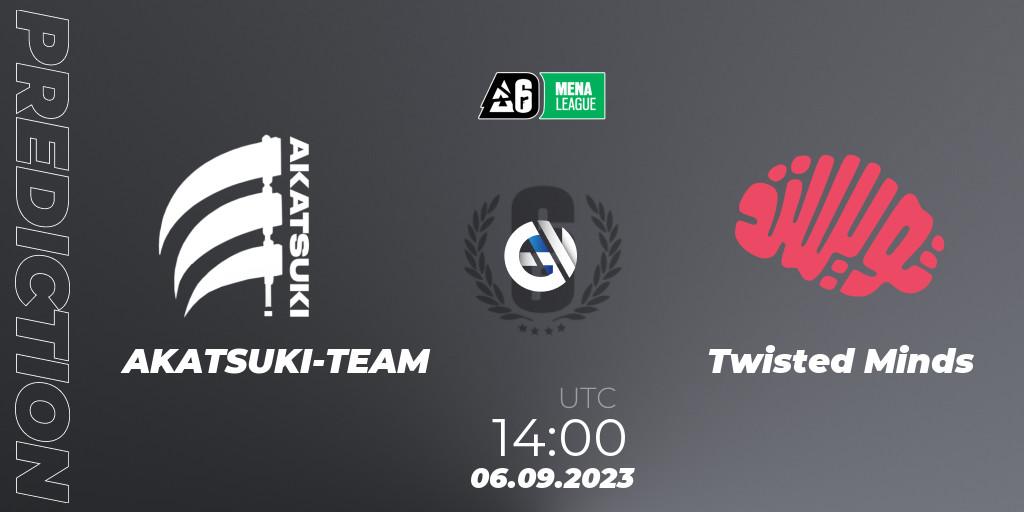 Prognose für das Spiel AKATSUKI-TEAM VS Twisted Minds. 06.09.2023 at 14:00. Rainbow Six - MENA League 2023 - Stage 2