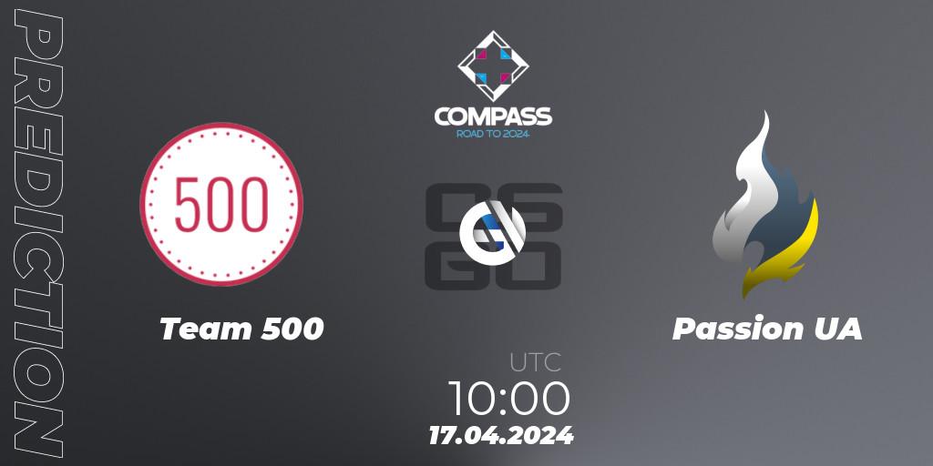 Prognose für das Spiel Team 500 VS Passion UA. 16.04.24. CS2 (CS:GO) - YaLLa Compass Spring 2024