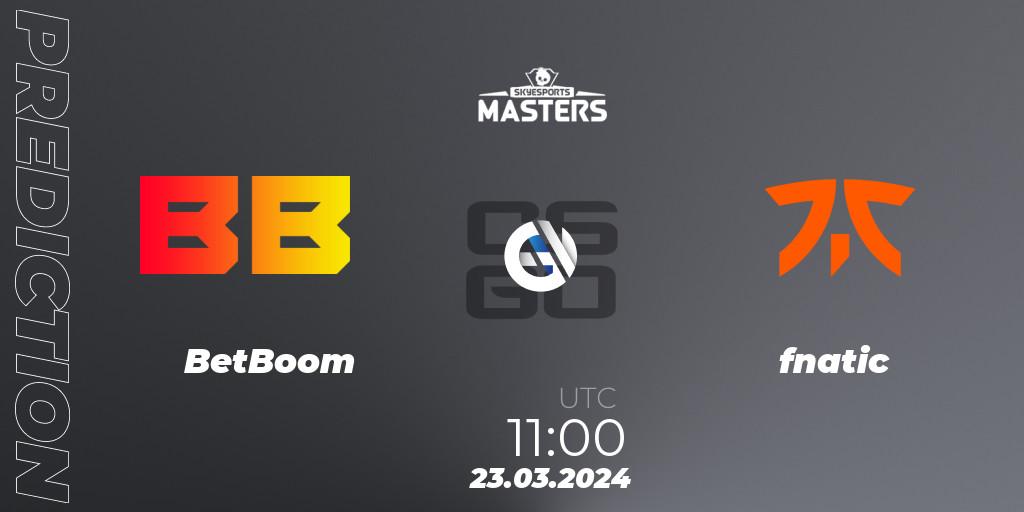 Prognose für das Spiel BetBoom VS fnatic. 23.03.24. CS2 (CS:GO) - Skyesports Masters 2024: European Qualifier