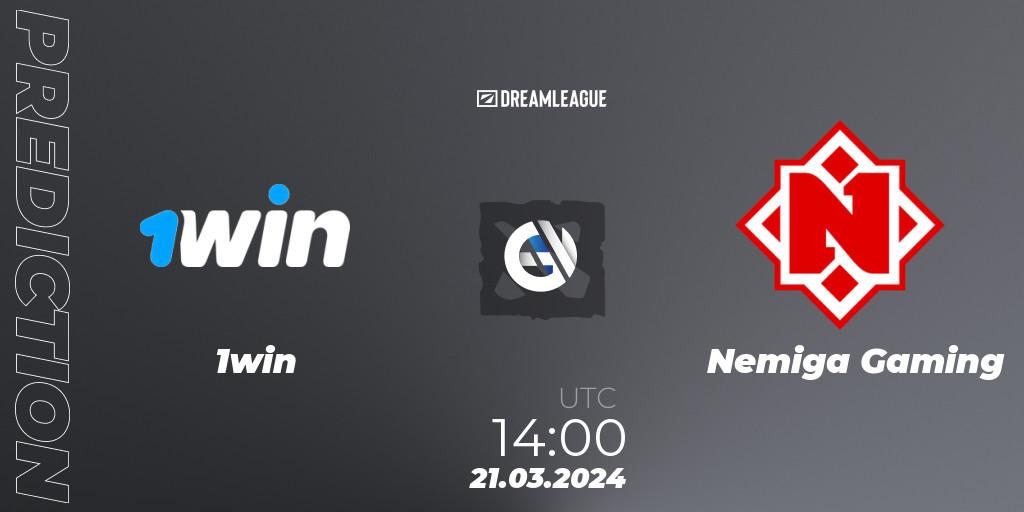 Prognose für das Spiel 1win VS Nemiga Gaming. 21.03.24. Dota 2 - DreamLeague Season 23: Eastern Europe Closed Qualifier