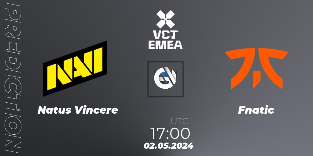 Prognose für das Spiel Natus Vincere VS Fnatic. 02.05.24. VALORANT - VALORANT Champions Tour 2024: EMEA League - Stage 1 - Group Stage