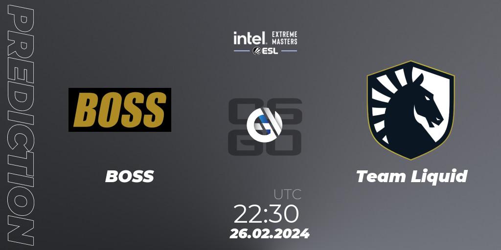 Prognose für das Spiel BOSS VS Team Liquid. 26.02.24. CS2 (CS:GO) - Intel Extreme Masters Dallas 2024: North American Closed Qualifier