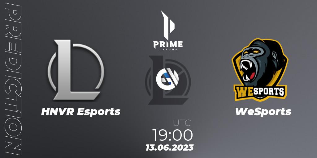 Prognose für das Spiel HNVR Esports VS WeSports. 13.06.2023 at 19:00. LoL - Prime League 2nd Division Summer 2023