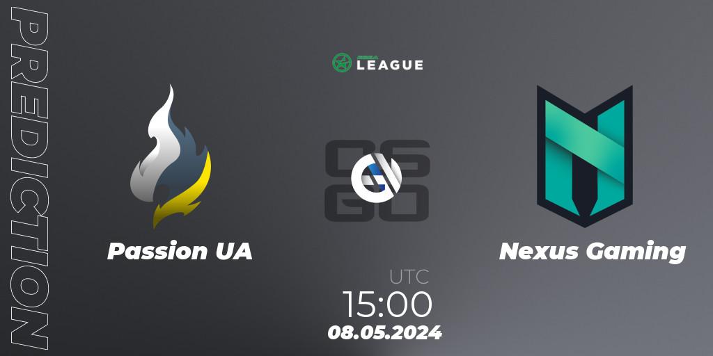 Prognose für das Spiel Passion UA VS Nexus Gaming. 08.05.2024 at 15:00. Counter-Strike (CS2) - ESEA Season 49: Advanced Division - Europe