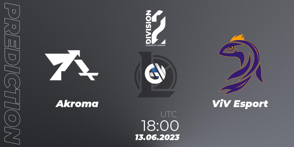 Prognose für das Spiel Akroma VS ViV Esport. 13.06.23. LoL - LFL Division 2 Summer 2023 - Group Stage