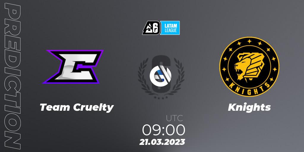 Prognose für das Spiel Team Cruelty VS Knights. 21.03.23. Rainbow Six - LATAM League 2023 - Stage 1