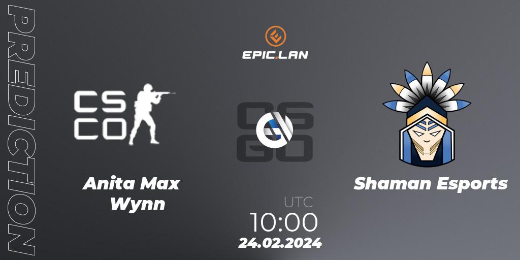 Prognose für das Spiel Anita Max Wynn VS Shaman Esports. 24.02.24. CS2 (CS:GO) - EPIC.LAN 41