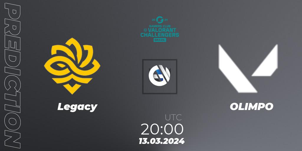 Prognose für das Spiel Legacy VS OLIMPO. 13.03.2024 at 20:00. VALORANT - VALORANT Challengers Brazil 2024: Split 1