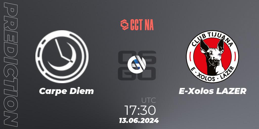 Prognose für das Spiel Carpe Diem VS E-Xolos LAZER. 13.06.2024 at 17:30. Counter-Strike (CS2) - CCT Season 2 North American Series #1