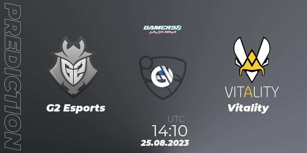 Prognose für das Spiel G2 Esports VS Vitality. 25.08.2023 at 14:10. Rocket League - Gamers8 2023