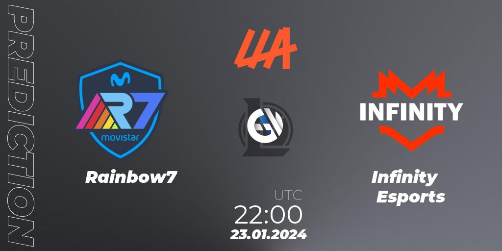 Prognose für das Spiel Rainbow7 VS Infinity Esports. 23.01.24. LoL - LLA 2024 Opening Group Stage
