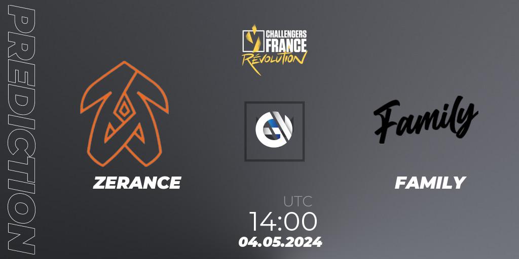 Prognose für das Spiel ZERANCE VS FAMILY. 04.05.2024 at 14:00. VALORANT - VCL 2024 France: Split 1 - Up & Down