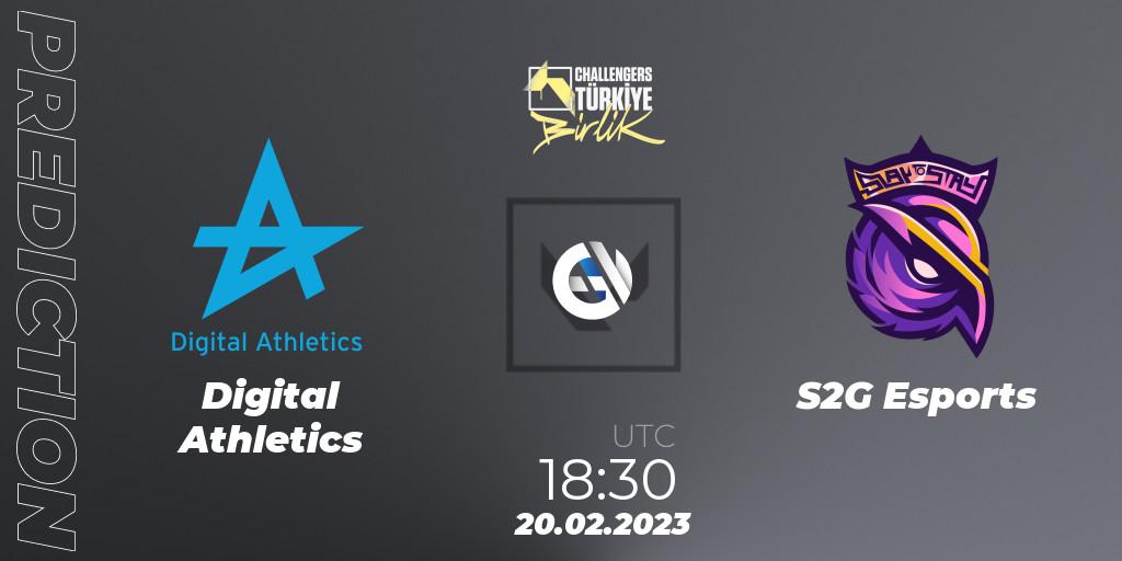 Prognose für das Spiel Digital Athletics VS S2G Esports. 20.02.2023 at 18:30. VALORANT - VALORANT Challengers 2023 Turkey: Birlik Split 1