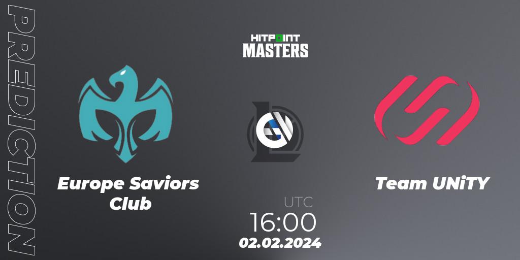 Prognose für das Spiel Europe Saviors Club VS Team UNiTY. 02.02.2024 at 16:00. LoL - Hitpoint Masters Spring 2024