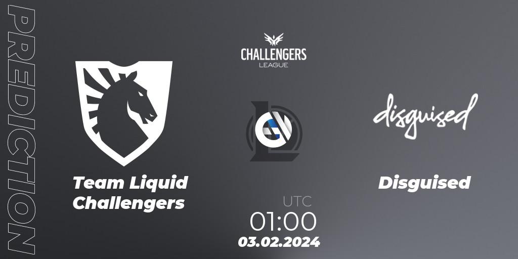 Prognose für das Spiel Team Liquid Challengers VS Disguised. 03.02.24. LoL - NACL 2024 Spring - Group Stage
