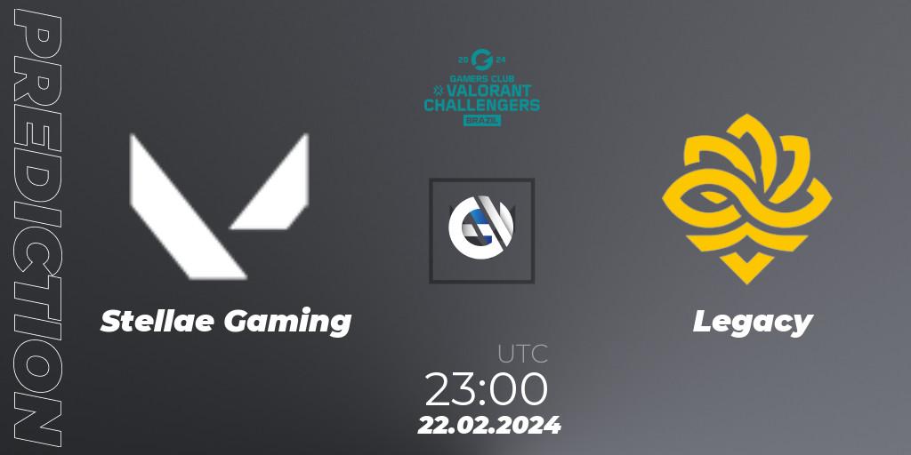 Prognose für das Spiel Stellae Gaming VS Legacy. 22.02.2024 at 23:00. VALORANT - VALORANT Challengers Brazil 2024: Split 1