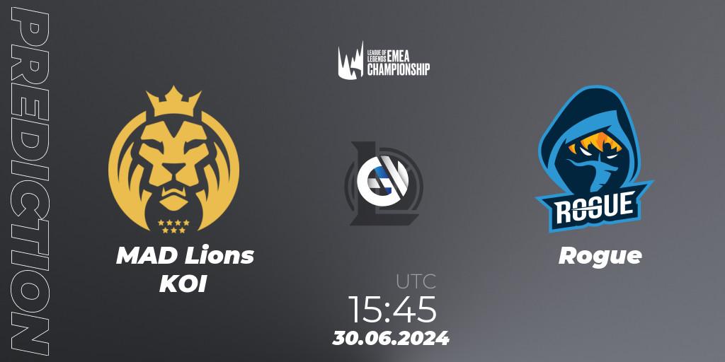 Prognose für das Spiel MAD Lions KOI VS Rogue. 30.06.2024 at 15:45. LoL - LEC Summer 2024 - Regular Season
