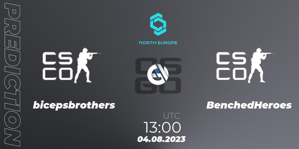Prognose für das Spiel bicepsbrothers VS BenchedHeroes. 04.08.2023 at 13:00. Counter-Strike (CS2) - CCT North Europe Series #7: Open Qualifier