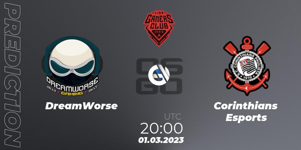 Prognose für das Spiel DreamWorse VS Corinthians Esports. 01.03.2023 at 20:00. Counter-Strike (CS2) - Gamers Club Liga Série A: February 2023