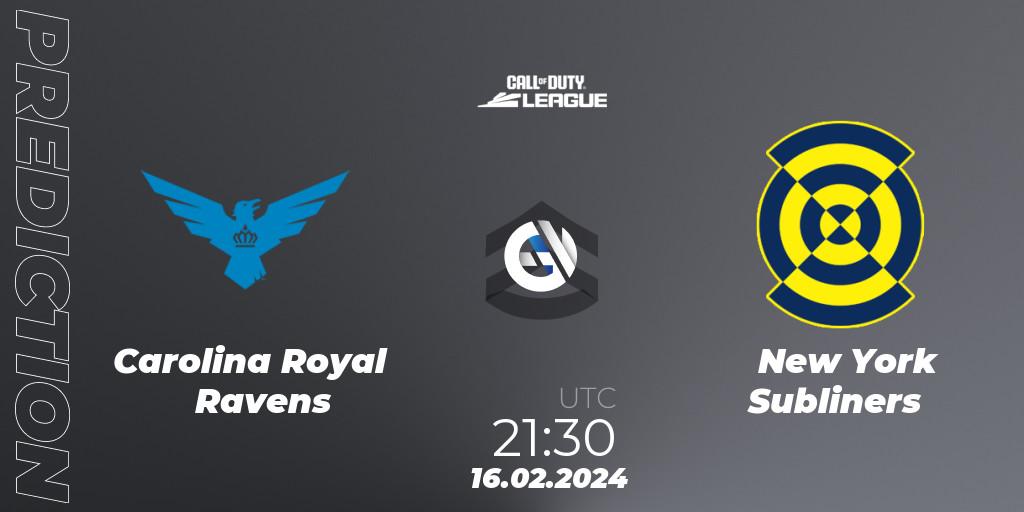 Prognose für das Spiel Carolina Royal Ravens VS New York Subliners. 16.02.2024 at 21:30. Call of Duty - Call of Duty League 2024: Stage 2 Major Qualifiers