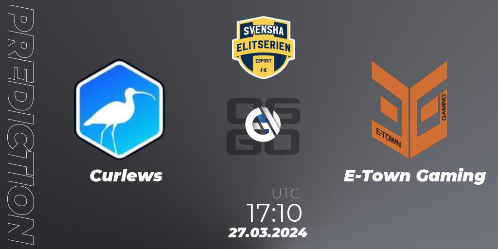 Prognose für das Spiel Curlews VS E-Town Gaming. 27.03.2024 at 17:10. Counter-Strike (CS2) - Svenska Elitserien Spring 2024