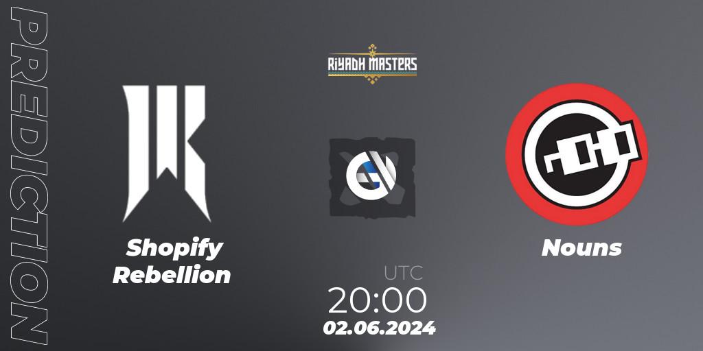 Prognose für das Spiel Shopify Rebellion VS Nouns. 02.06.2024 at 20:20. Dota 2 - Riyadh Masters 2024: North America Closed Qualifier