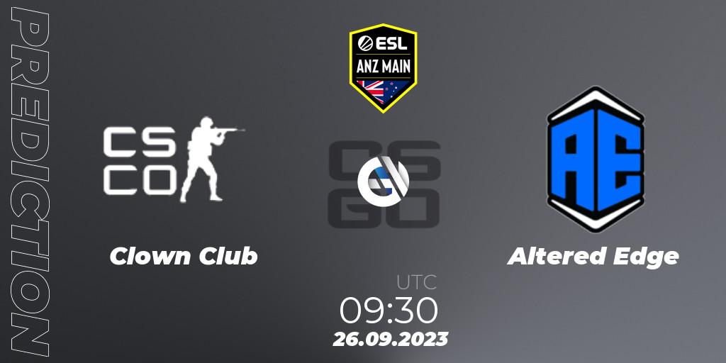 Prognose für das Spiel Clown Club VS Altered Edge. 26.09.2023 at 09:30. Counter-Strike (CS2) - ESL ANZ Main Season 17