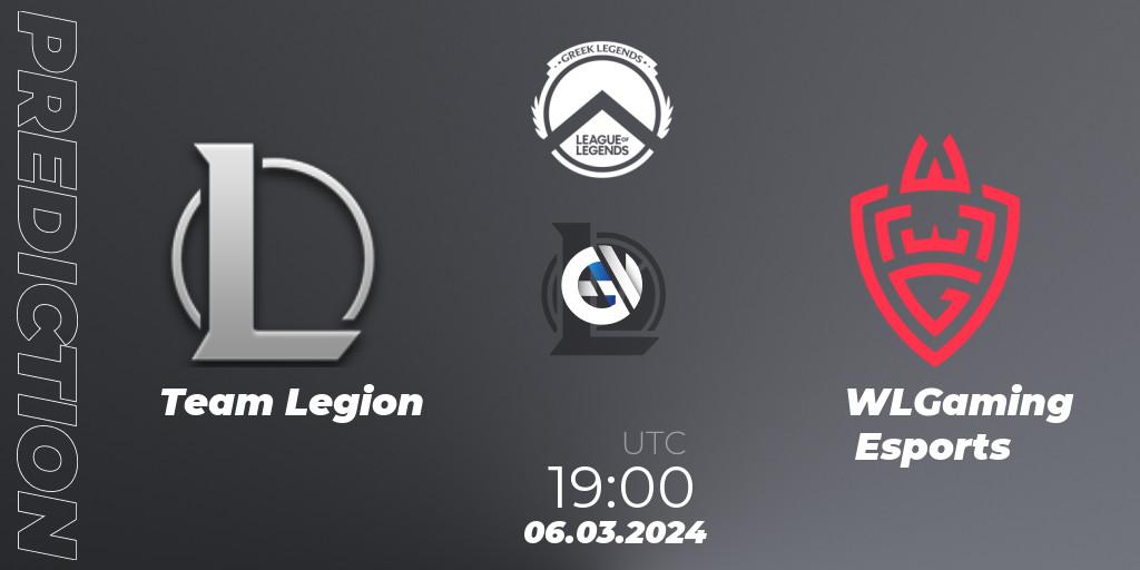 Prognose für das Spiel Team Legion VS WLGaming Esports. 06.03.2024 at 19:00. LoL - GLL Spring 2024