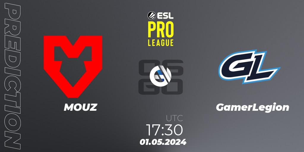 Prognose für das Spiel MOUZ VS GamerLegion. 01.05.24. CS2 (CS:GO) - ESL Pro League Season 19