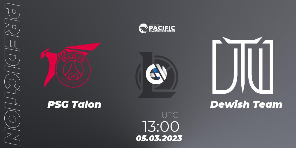 Prognose für das Spiel PSG Talon VS Dewish Team. 05.03.2023 at 13:05. LoL - PCS Spring 2023 - Group Stage