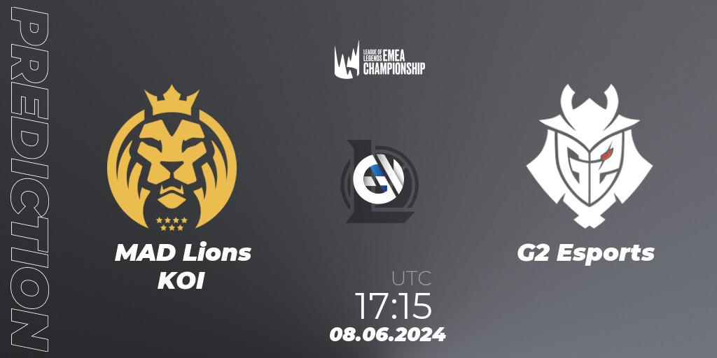 Prognose für das Spiel MAD Lions KOI VS G2 Esports. 08.06.2024 at 17:15. LoL - LEC Summer 2024 - Regular Season