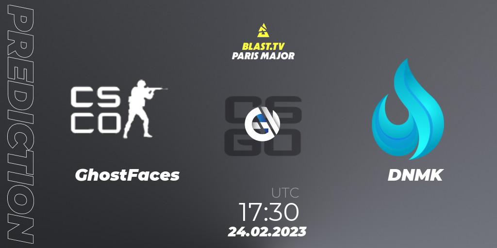 Prognose für das Spiel GhostFaces VS DNMK. 24.02.23. CS2 (CS:GO) - BLAST.tv Paris Major 2023 Middle East RMR Closed Qualifier