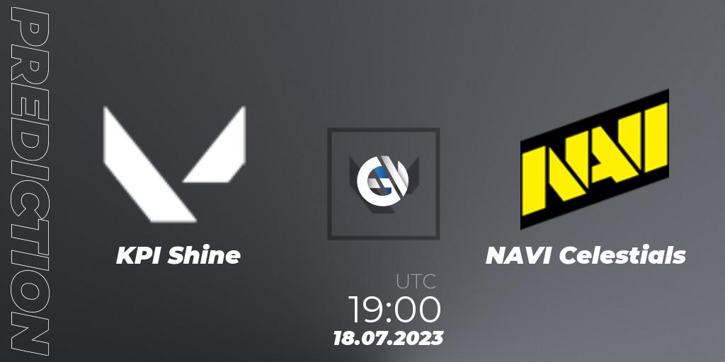Prognose für das Spiel KPI Shine VS NAVI Celestials. 18.07.2023 at 19:10. VALORANT - VCT 2023: Game Changers EMEA Series 2 - Group Stage