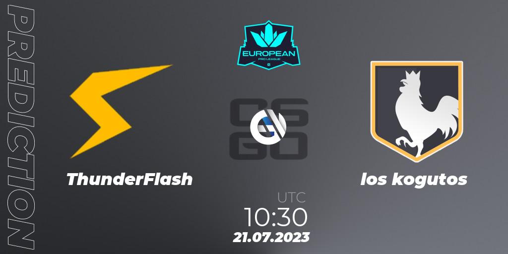Prognose für das Spiel ThunderFlash VS los kogutos. 21.07.2023 at 11:25. Counter-Strike (CS2) - European Pro League Season 9