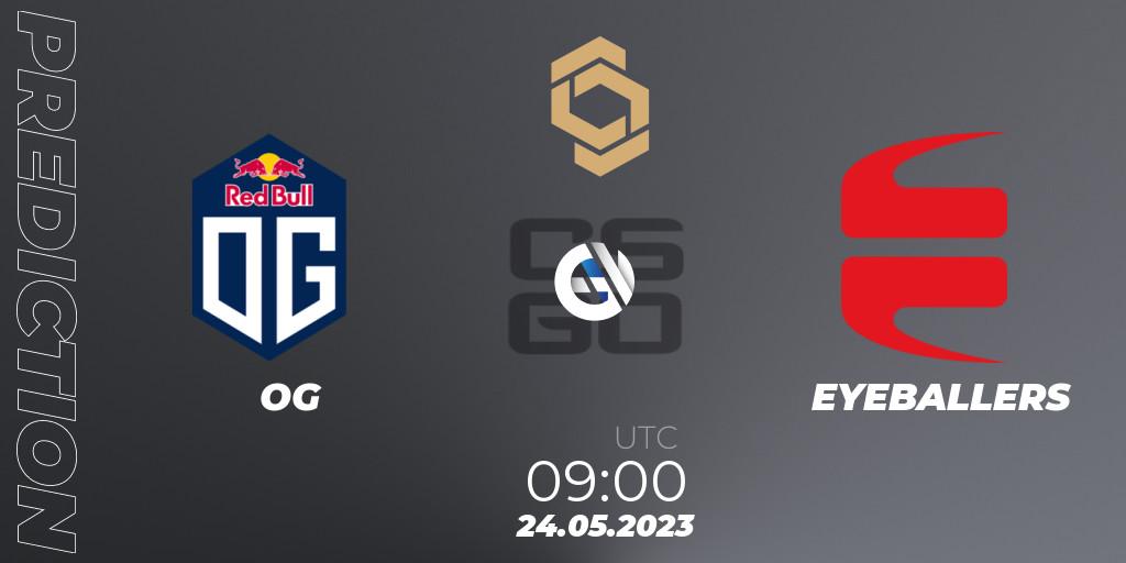 Prognose für das Spiel OG VS EYEBALLERS. 24.05.2023 at 09:00. Counter-Strike (CS2) - CCT South Europe Series #4
