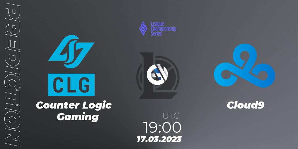 Prognose für das Spiel Counter Logic Gaming VS Cloud9. 17.03.23. LoL - LCS Spring 2023 - Group Stage