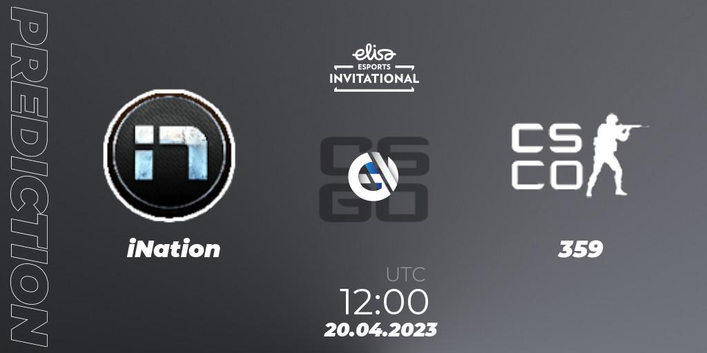Prognose für das Spiel iNation VS 359. 20.04.23. CS2 (CS:GO) - Elisa Invitational Spring 2023 Contenders