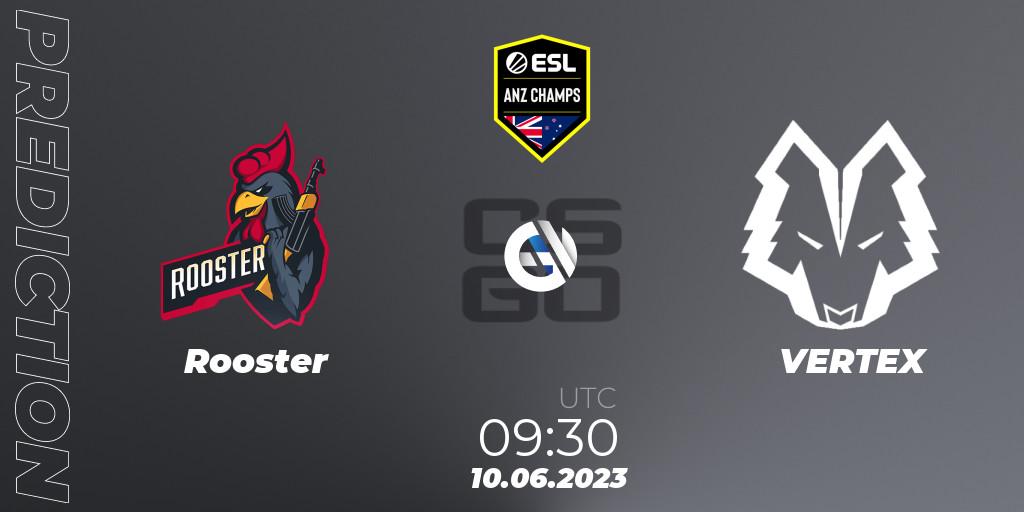 Prognose für das Spiel Rooster VS VERTEX. 10.06.23. CS2 (CS:GO) - ESL ANZ Champs Season 16