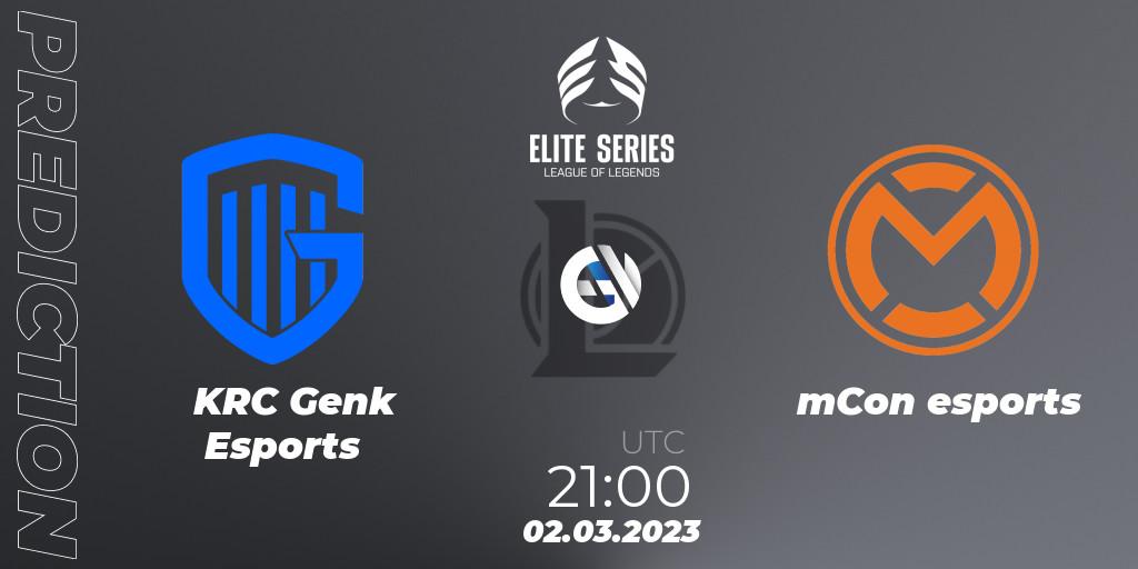 Prognose für das Spiel KRC Genk Esports VS mCon esports. 02.03.2023 at 21:00. LoL - Elite Series Spring 2023 - Group Stage