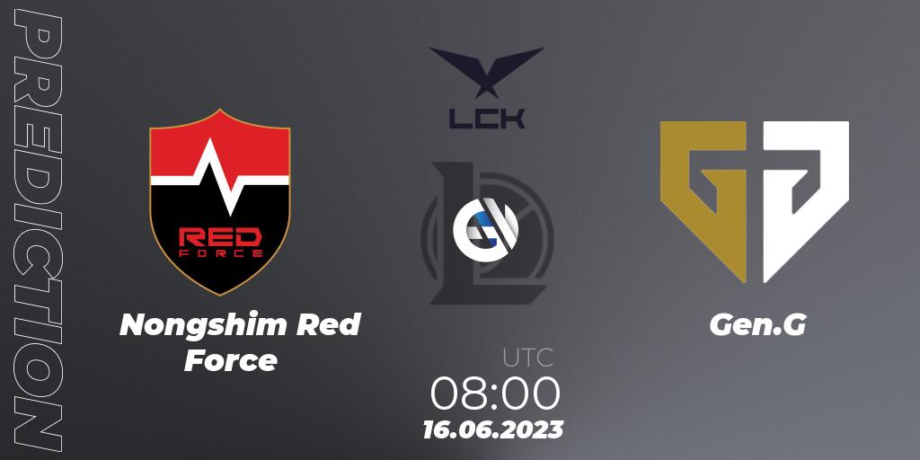 Prognose für das Spiel Nongshim Red Force VS Gen.G. 16.06.23. LoL - LCK Summer 2023 Regular Season