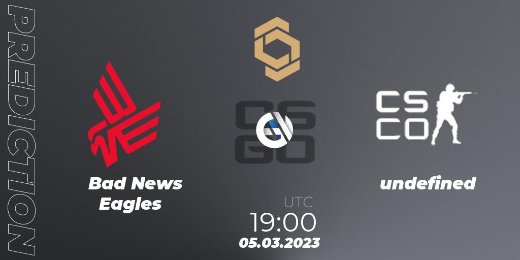 Prognose für das Spiel Bad News Eagles VS undefined. 05.03.23. CS2 (CS:GO) - CCT South Europe Series #3