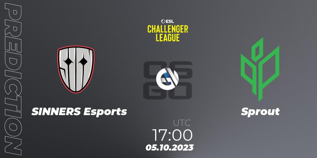 Prognose für das Spiel SINNERS Esports VS Sprout. 05.10.2023 at 17:00. Counter-Strike (CS2) - ESL Challenger League Season 46: Europe