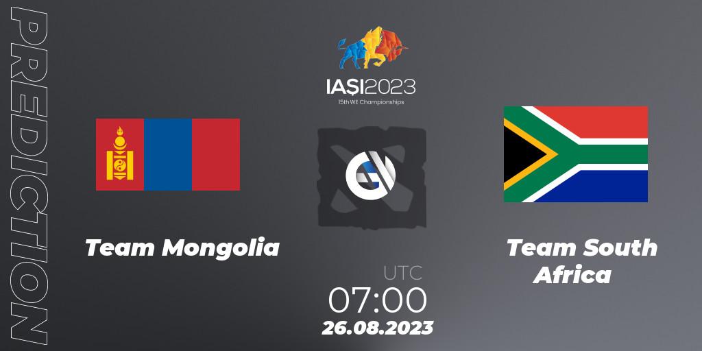 Prognose für das Spiel Team Mongolia VS Team South Africa. 26.08.23. Dota 2 - IESF World Championship 2023