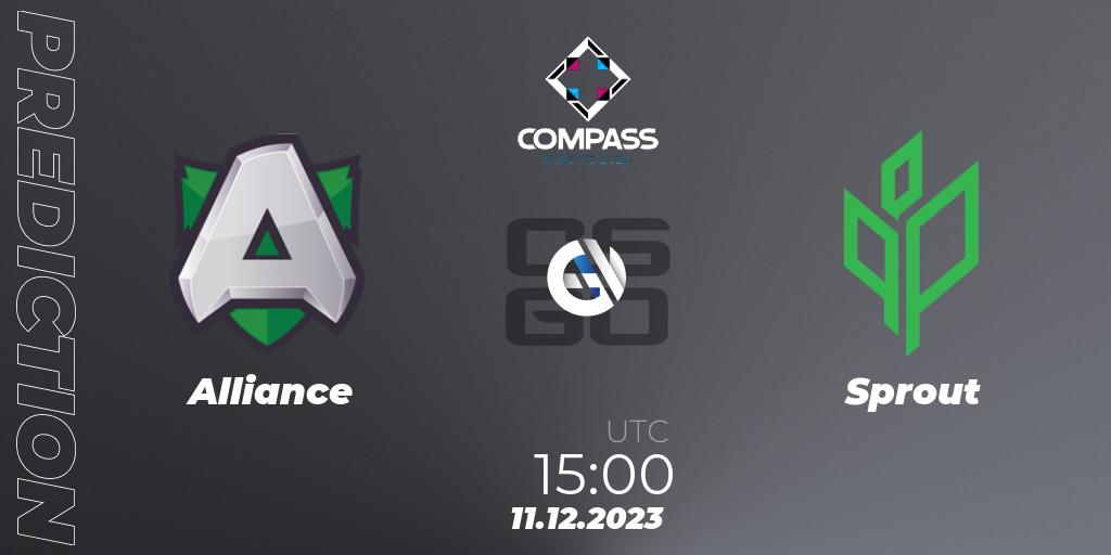 Prognose für das Spiel Alliance VS Sprout. 11.12.2023 at 15:40. Counter-Strike (CS2) - YaLLa Compass Fall 2023