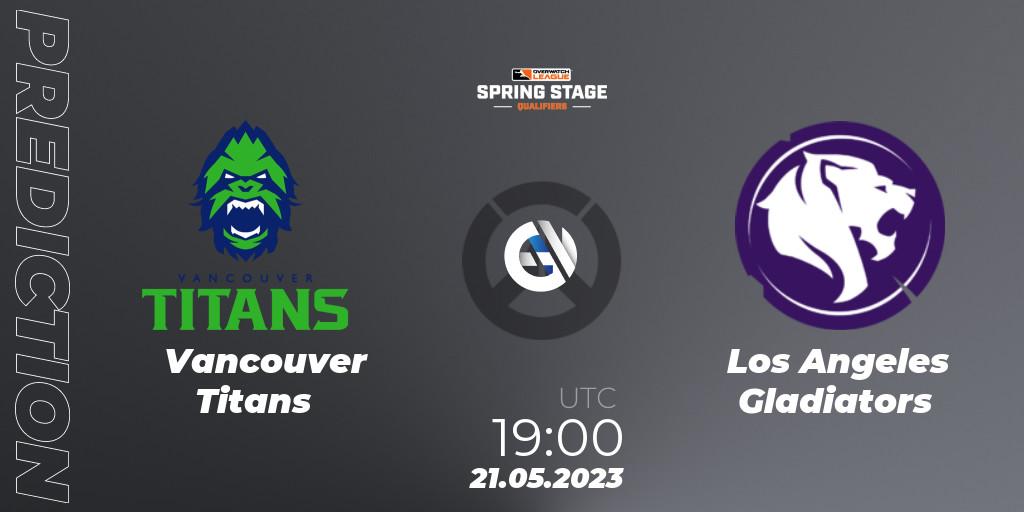 Prognose für das Spiel Vancouver Titans VS Los Angeles Gladiators. 21.05.23. Overwatch - OWL Stage Qualifiers Spring 2023 West