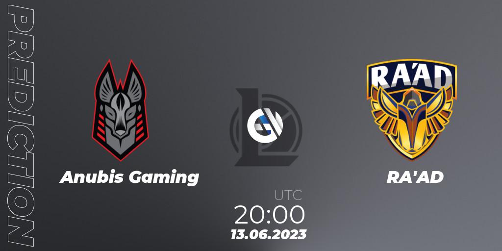 Prognose für das Spiel Anubis Gaming VS RA'AD. 13.06.2023 at 22:00. LoL - Arabian League Summer 2023 - Group Stage
